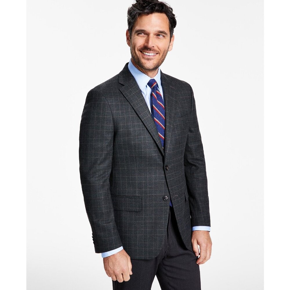 Tommy Hilfiger Men's Modern-Fit Plaid Sport Coat Oliver Brown B4HP